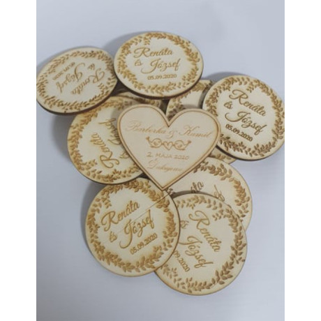 Svadobné magnetky drevené