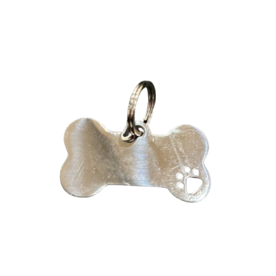 Acél medál - kutyacsont mancsával