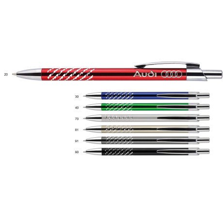 Hliníkové guľôčkové pero s brúseným dizajnom Latina