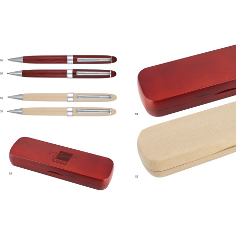 Drevené guľôčkové pero a mikroceruzka v drevenom boxe