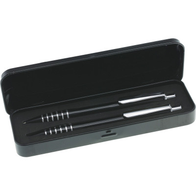 Sada hliníkové guľôčkové pero a mikroceruzka v kovovom boxe