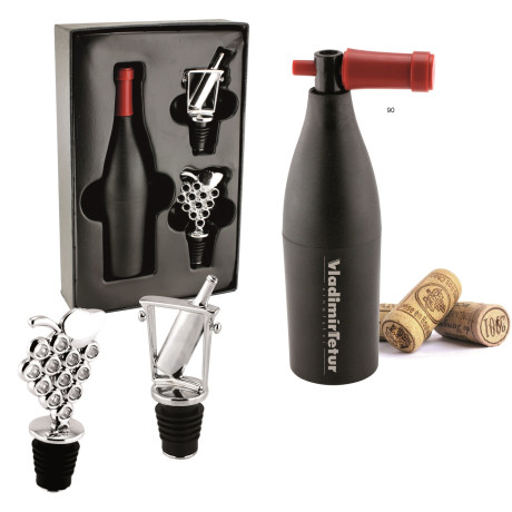 Vínny set s otváračom a 2 zátkami v plastovom boxe